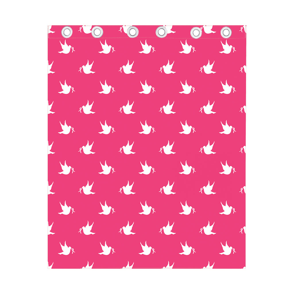 White Dove Breast Cancer Pattern Print Curtain