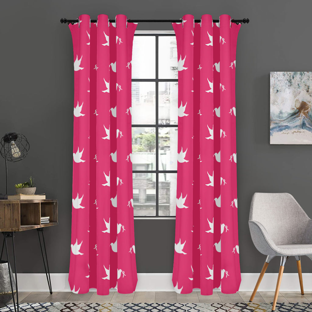 White Dove Breast Cancer Pattern Print Curtain