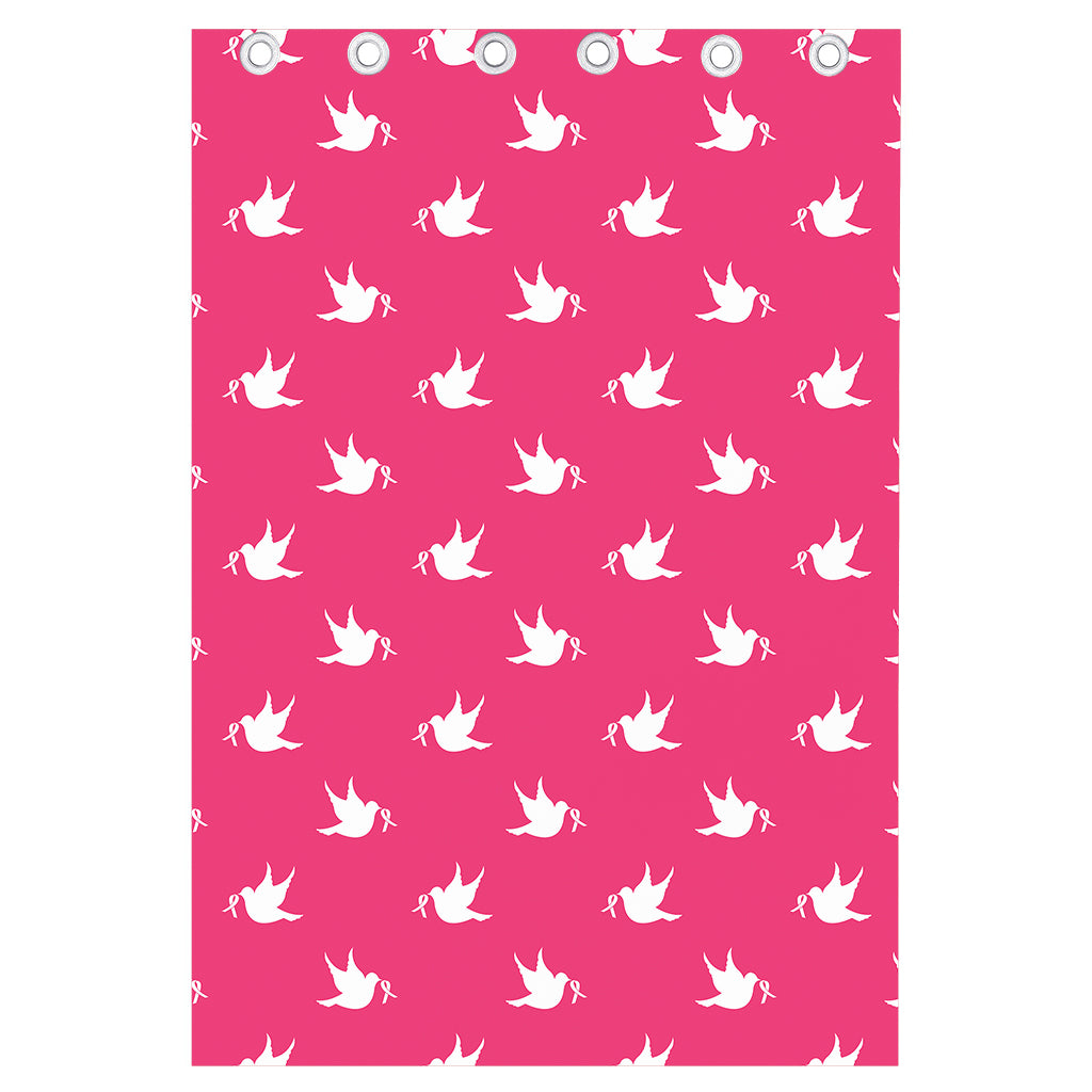 White Dove Breast Cancer Pattern Print Curtain