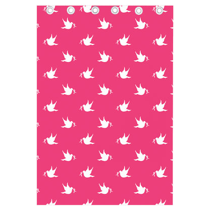 White Dove Breast Cancer Pattern Print Curtain