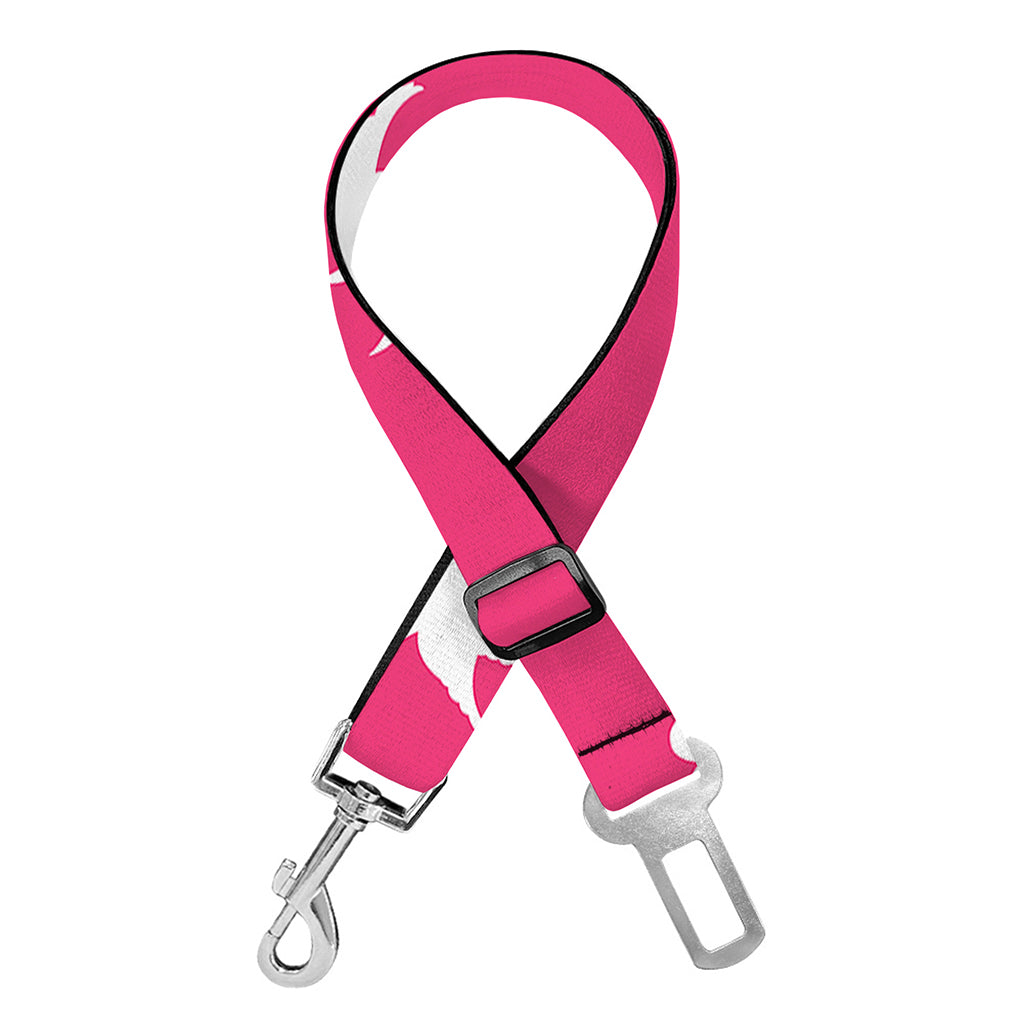 White Dove Breast Cancer Pattern Print Dog Seat Belt
