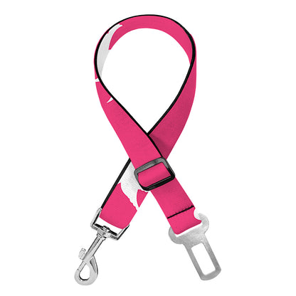 White Dove Breast Cancer Pattern Print Dog Seat Belt