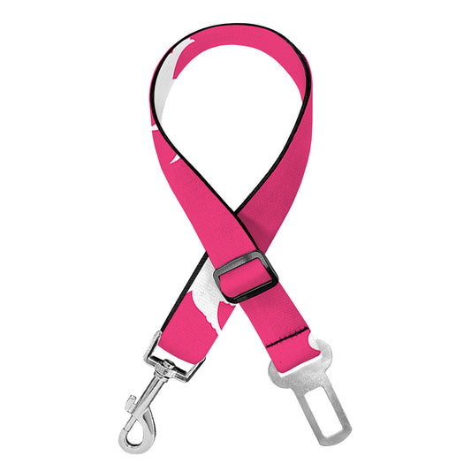 White Dove Breast Cancer Pattern Print Dog Seat Belt