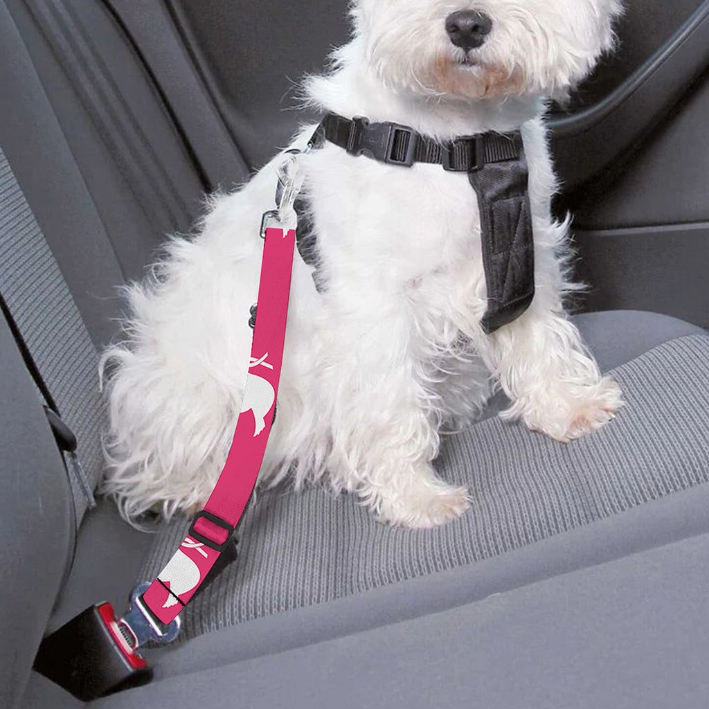 White Dove Breast Cancer Pattern Print Dog Seat Belt