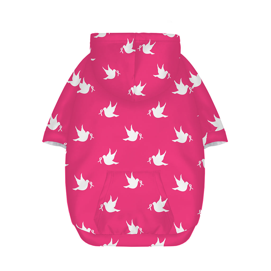 White Dove Breast Cancer Pattern Print Dog Zip Up Hoodie