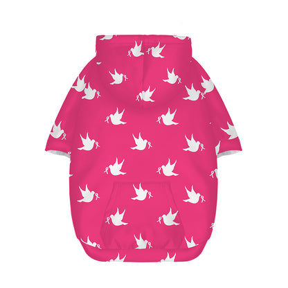 White Dove Breast Cancer Pattern Print Dog Zip Up Hoodie