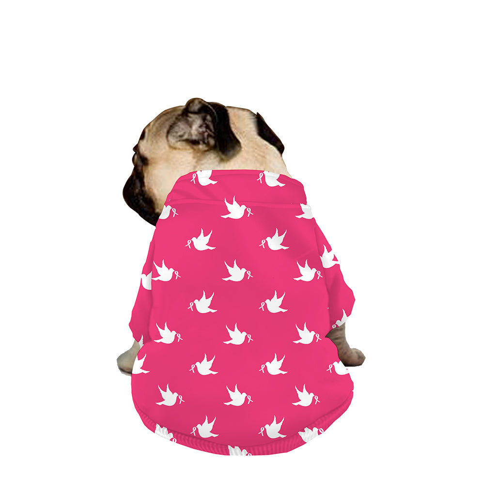 White Dove Breast Cancer Pattern Print Dog Zip Up Jacket