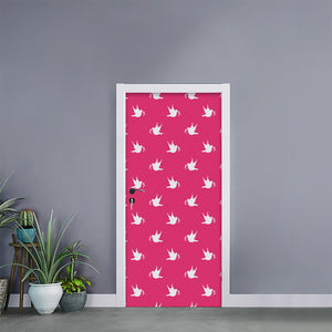 White Dove Breast Cancer Pattern Print Door Sticker