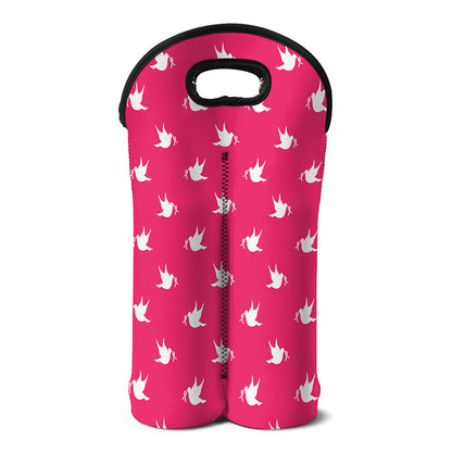 White Dove Breast Cancer Pattern Print Double Neoprene Wine Tote