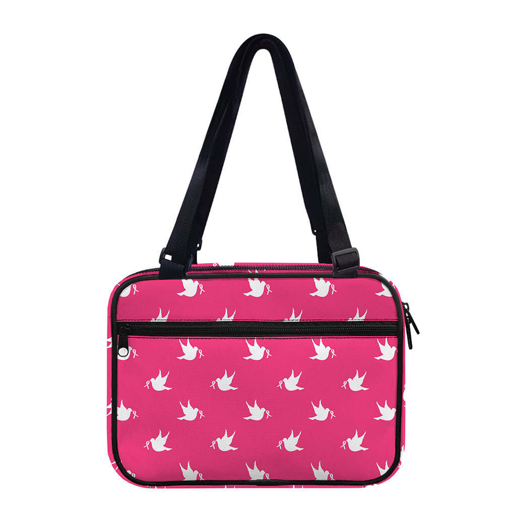 White Dove Breast Cancer Pattern Print Double Strap Bible Bag