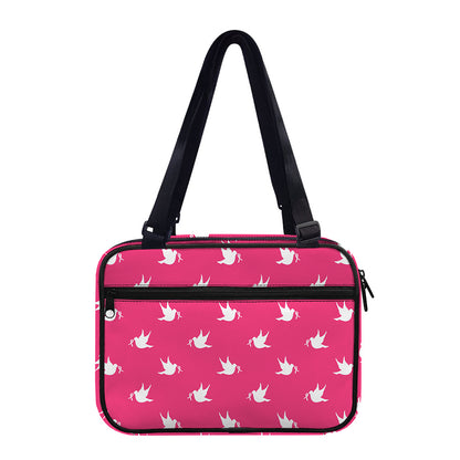 White Dove Breast Cancer Pattern Print Double Strap Bible Bag