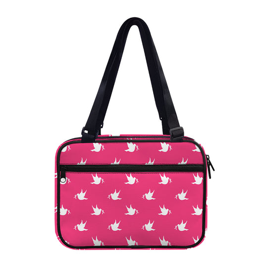 White Dove Breast Cancer Pattern Print Double Strap Bible Bag