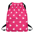 White Dove Breast Cancer Pattern Print Drawstring Backpack