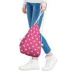 White Dove Breast Cancer Pattern Print Drawstring Bag
