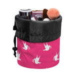 White Dove Breast Cancer Pattern Print Drawstring Makeup Bag