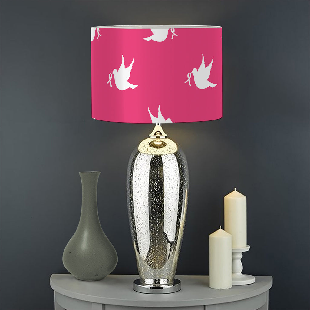 White Dove Breast Cancer Pattern Print Drum Lamp Shade