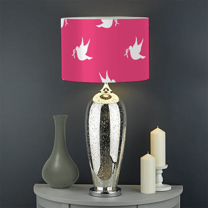 White Dove Breast Cancer Pattern Print Drum Lamp Shade