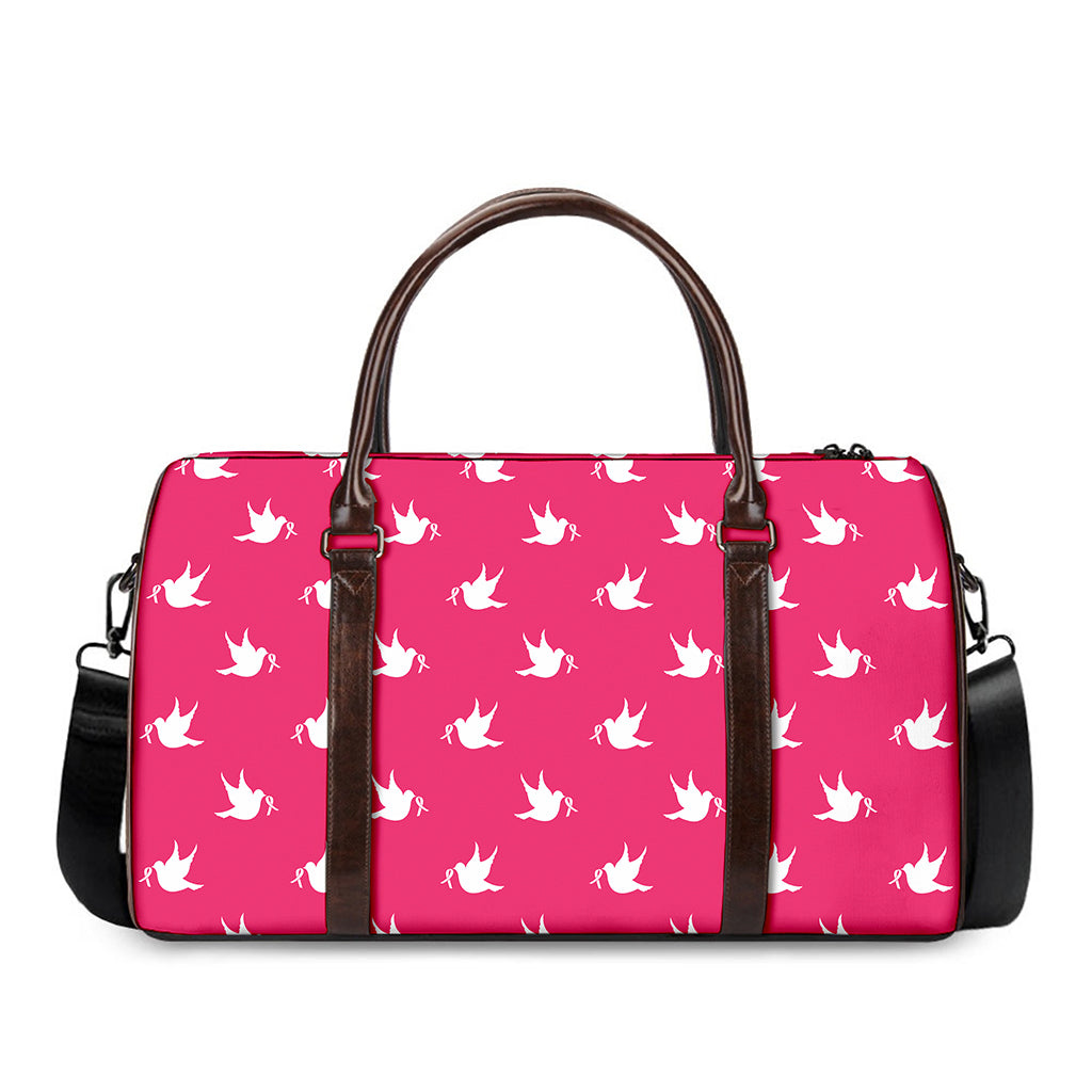 White Dove Breast Cancer Pattern Print Duffle Bag