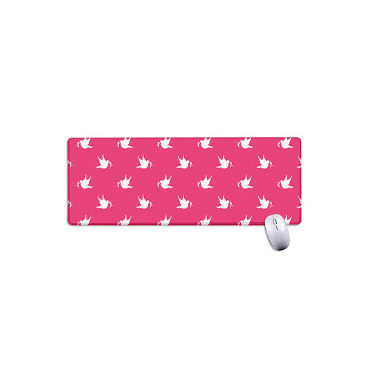 White Dove Breast Cancer Pattern Print Extended Mouse Pad