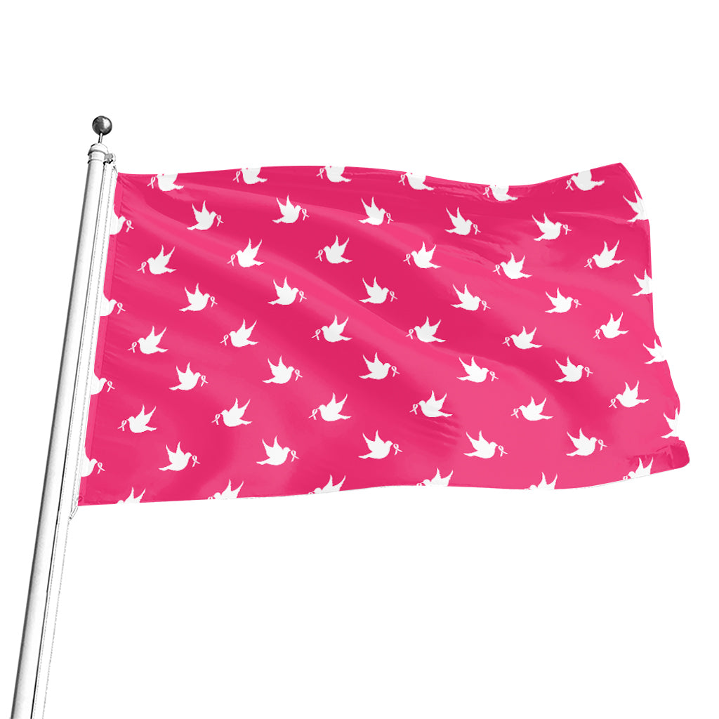 White Dove Breast Cancer Pattern Print Flag