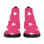 White Dove Breast Cancer Pattern Print Flat Ankle Boots