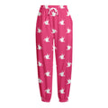 White Dove Breast Cancer Pattern Print Fleece Lined Knit Pants