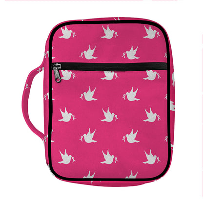 White Dove Breast Cancer Pattern Print Front Pocket Bible Bag