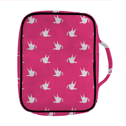 White Dove Breast Cancer Pattern Print Front Pocket Bible Bag