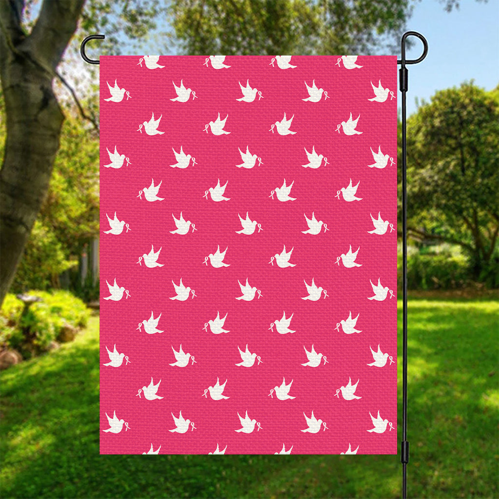 White Dove Breast Cancer Pattern Print Garden Flag
