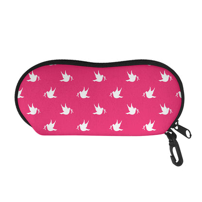 White Dove Breast Cancer Pattern Print Glasses Case