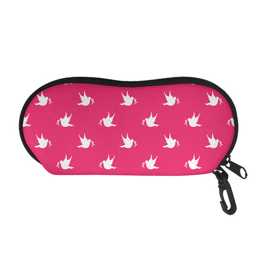 White Dove Breast Cancer Pattern Print Glasses Case