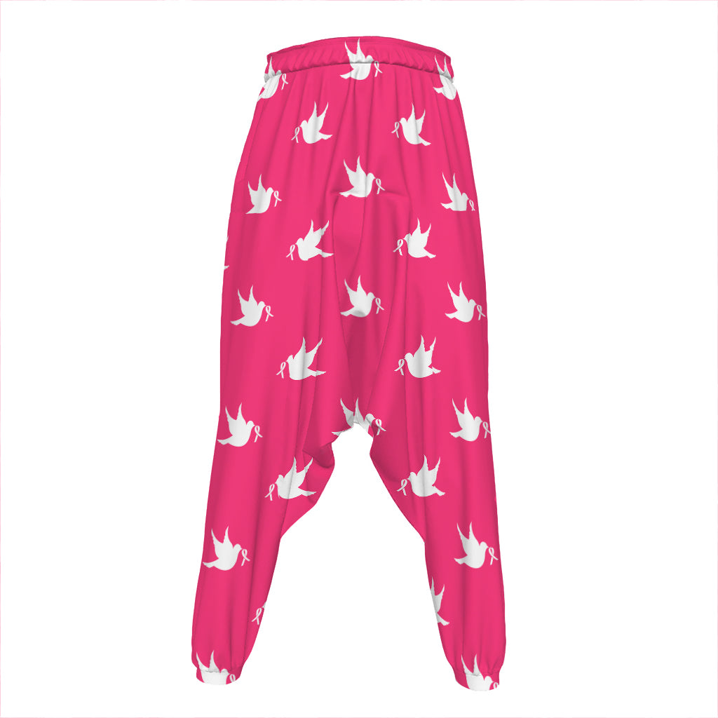 White Dove Breast Cancer Pattern Print Hammer Pants