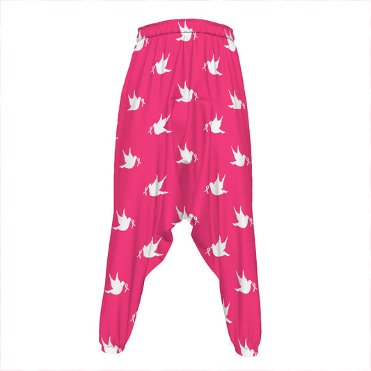 White Dove Breast Cancer Pattern Print Hammer Pants