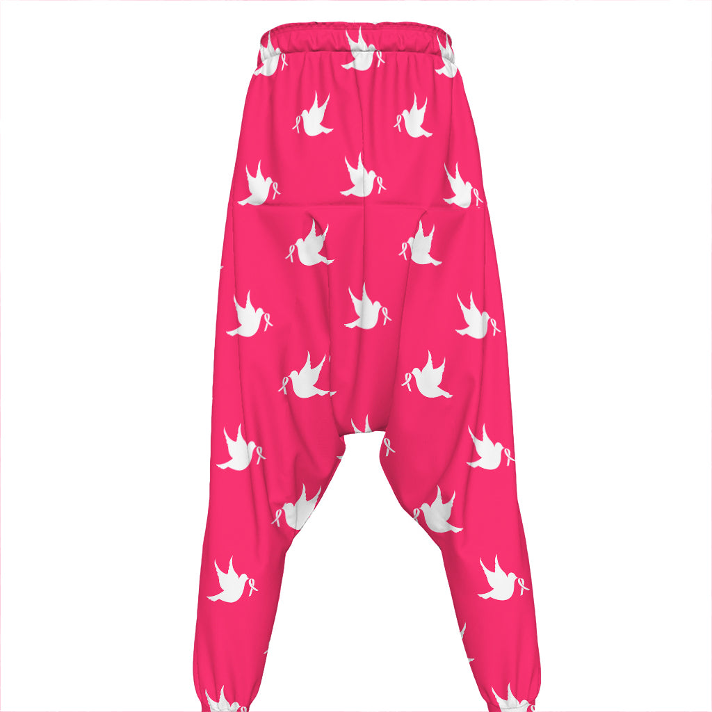White Dove Breast Cancer Pattern Print Hammer Pants
