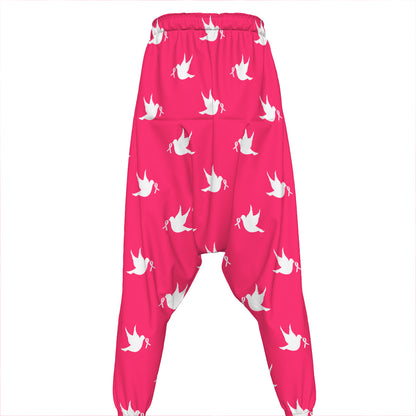 White Dove Breast Cancer Pattern Print Hammer Pants