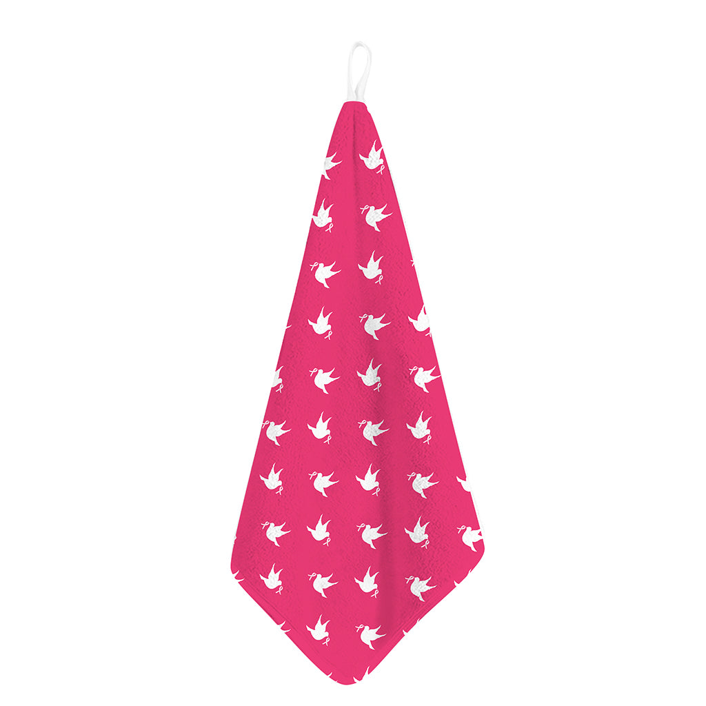 White Dove Breast Cancer Pattern Print Hand Towel