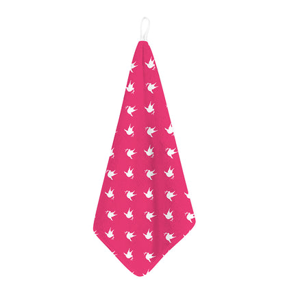 White Dove Breast Cancer Pattern Print Hand Towel