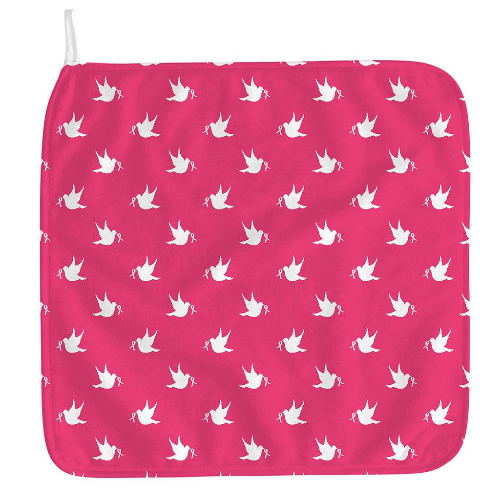 White Dove Breast Cancer Pattern Print Hand Towel