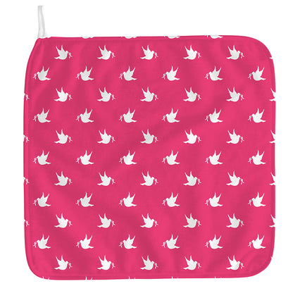 White Dove Breast Cancer Pattern Print Hand Towel