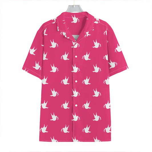 White Dove Breast Cancer Pattern Print Hawaiian Shirt