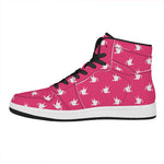 White Dove Breast Cancer Pattern Print High Top Leather Sneakers