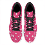 White Dove Breast Cancer Pattern Print High Top Leather Sneakers