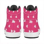 White Dove Breast Cancer Pattern Print High Top Leather Sneakers