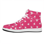 White Dove Breast Cancer Pattern Print High Top Leather Sneakers
