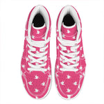 White Dove Breast Cancer Pattern Print High Top Leather Sneakers
