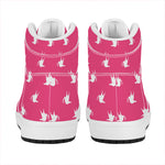 White Dove Breast Cancer Pattern Print High Top Leather Sneakers