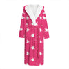 White Dove Breast Cancer Pattern Print Hooded Bathrobe