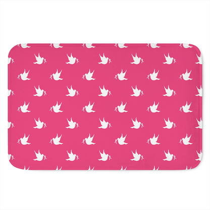 White Dove Breast Cancer Pattern Print Indoor Door Mat