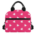 White Dove Breast Cancer Pattern Print Insulated Lunch Bag
