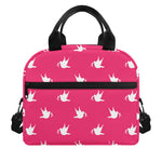 White Dove Breast Cancer Pattern Print Insulated Lunch Bag